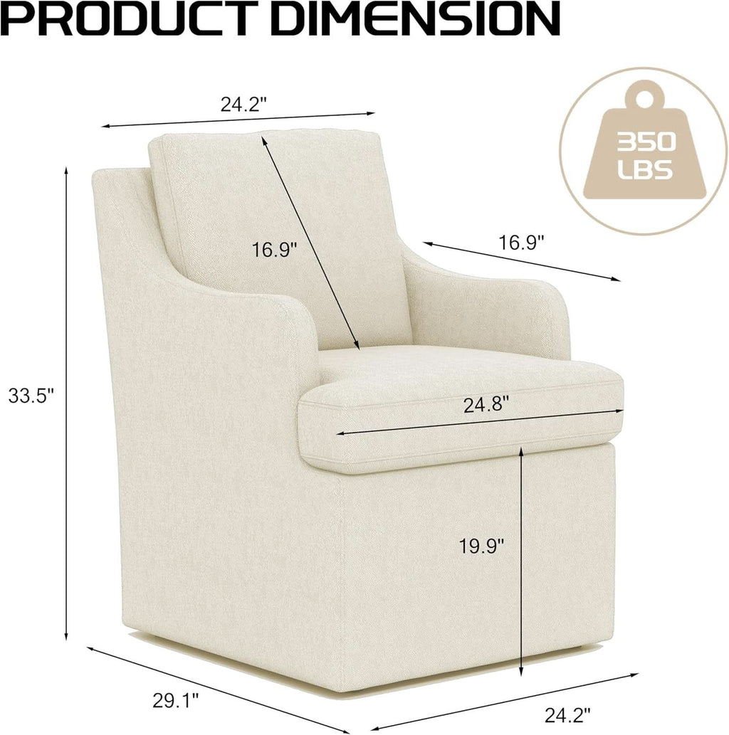 Beige Upholstered Dining Chairs With Silent Casters