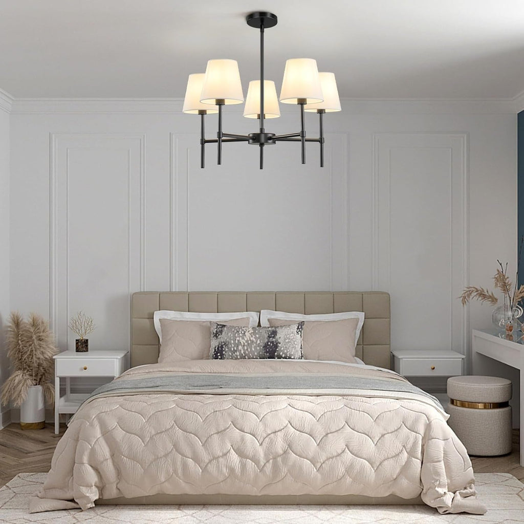 Black Five Light Contemporary Dining Room Chandelier