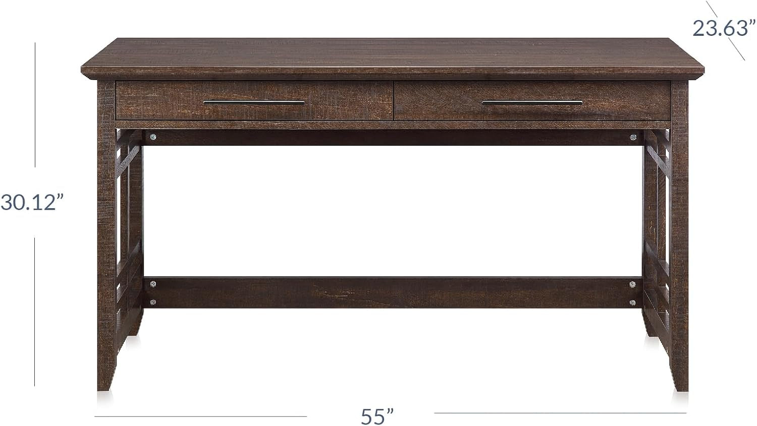 55Inch Executive Desk  With Two Drawers Espresso Finish Storage Solution