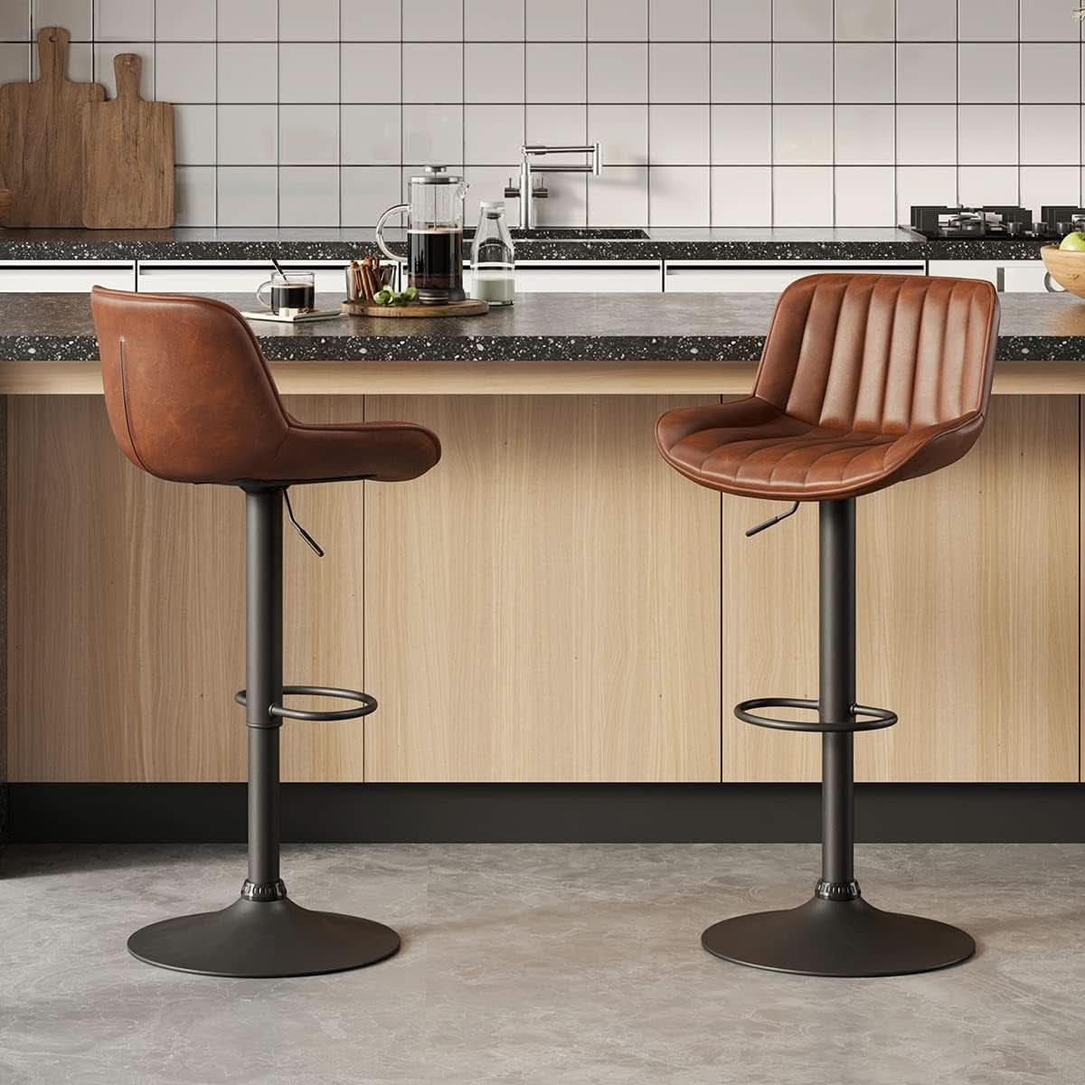 Mid Century Modern Adjustable Height Swivel Bar Stools