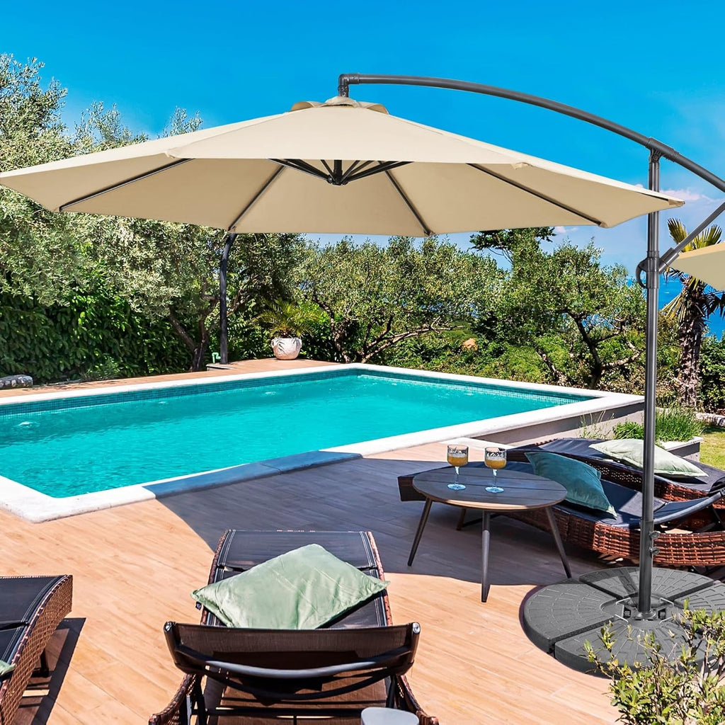 10ft Cantilever Patio Umbrella Weather Resistant Tan UVProtected