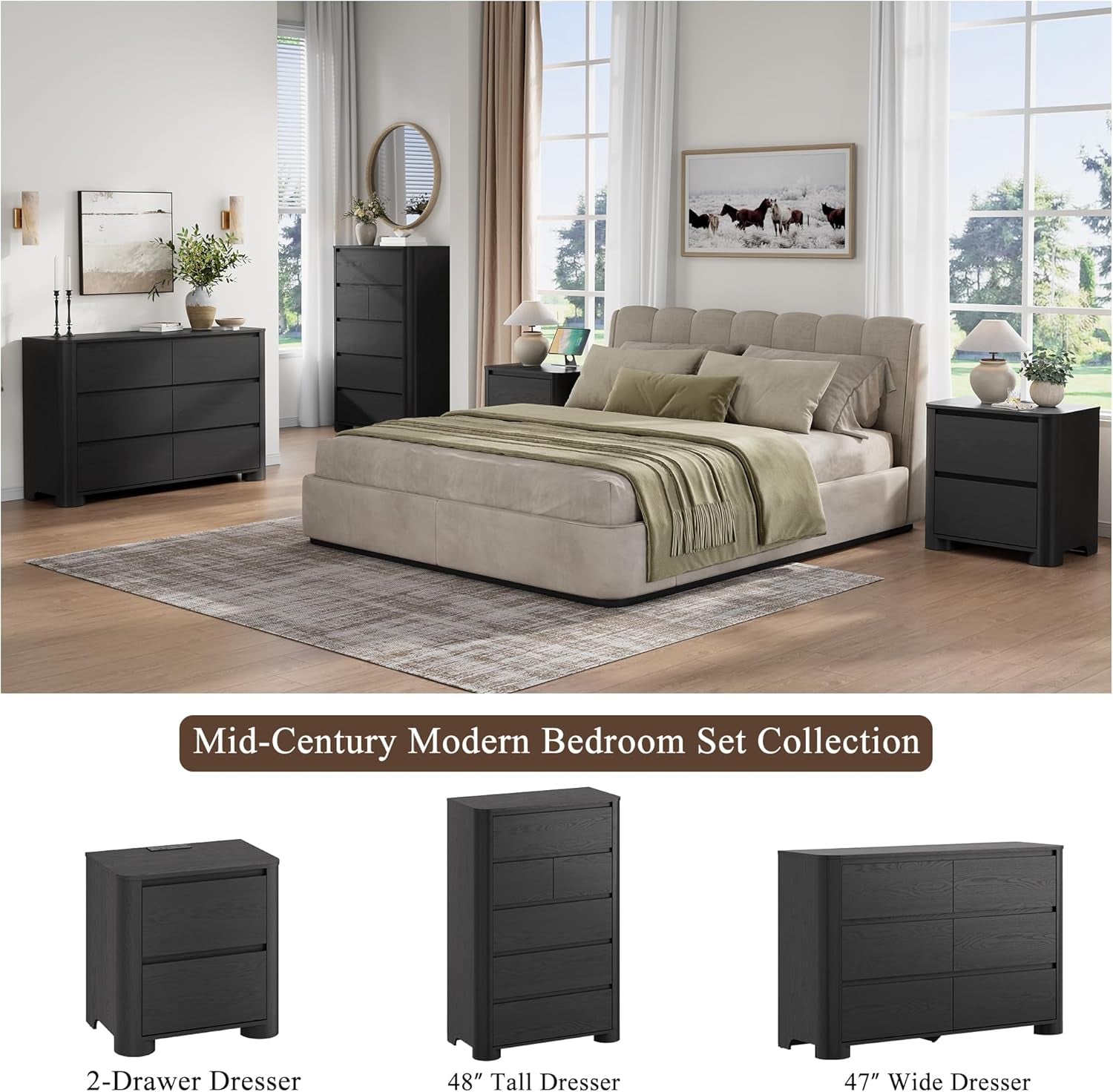 Black Forty Eight Multifunctional Dresser With Ample Storage