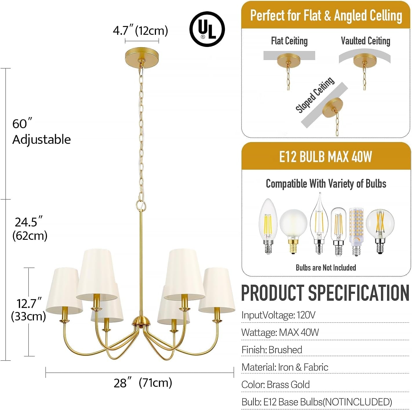 Brushed Brass 6 Light Linear Pendant Chandelier Line
