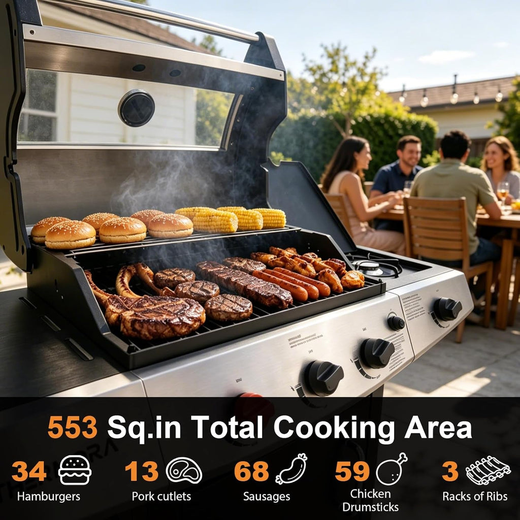 Stainless Steel Propane Outdoor Grill FiftyThousand BTU