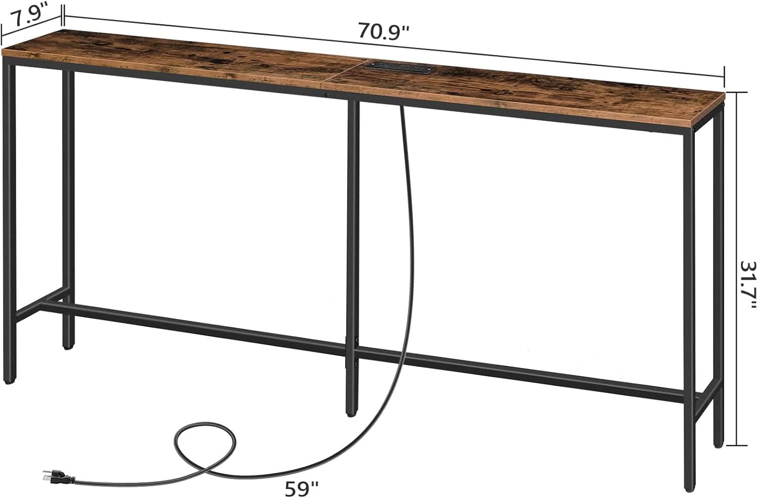 70.9 Inch Industrial Grade Console Table With USB Ports