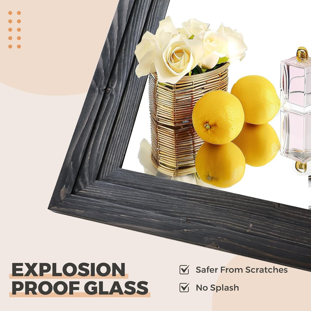 65 Inch Full Length Floor Mirror With Solid Wood Frame Black
