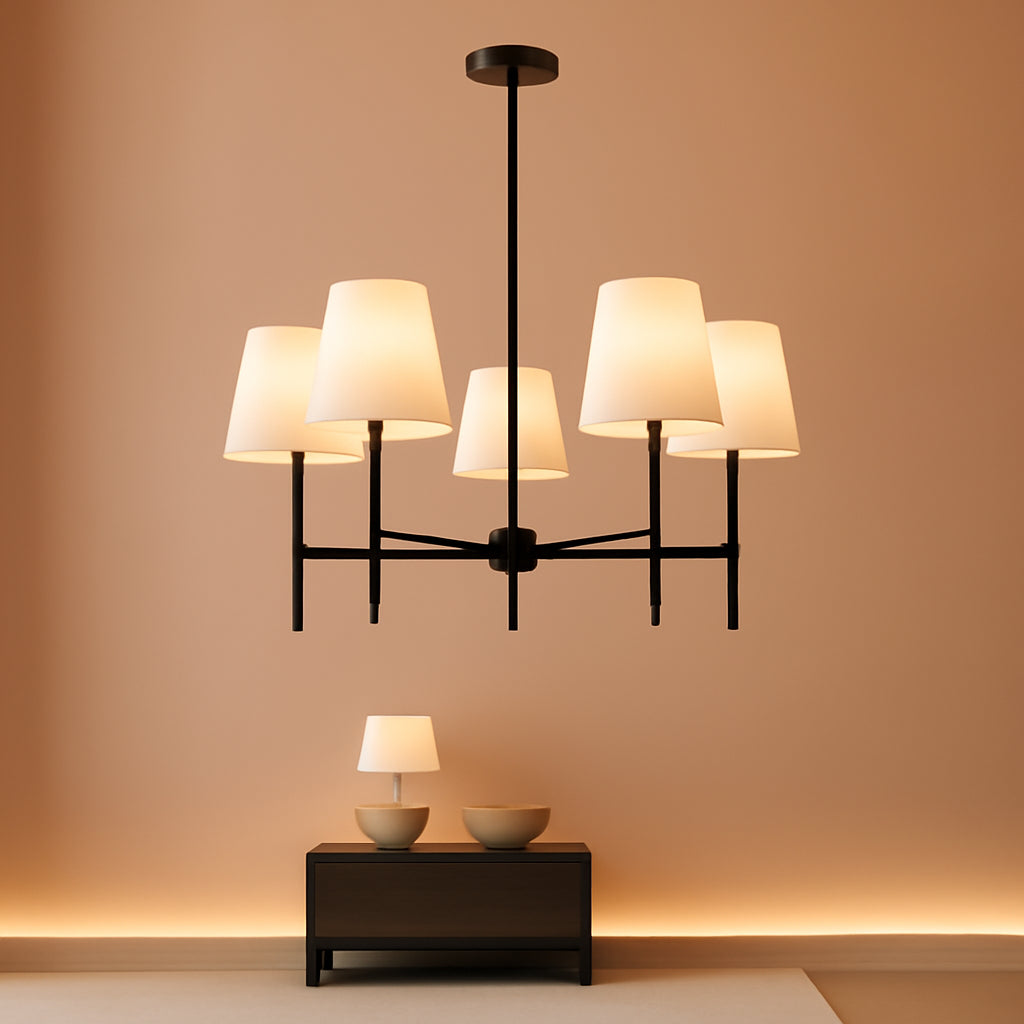 Black Five Light Contemporary Dining Room Chandelier