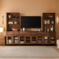 Brown Three Tier Entertainment Console With Drawers