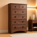 Tall Cherry Engineered Wood Dresser With Six Drawers