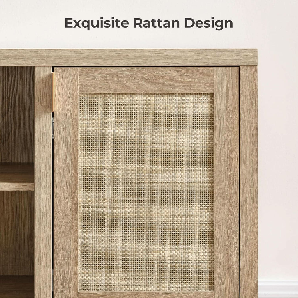 Rattan TV Stand 59 Inch Mid Century Modern Boho Console