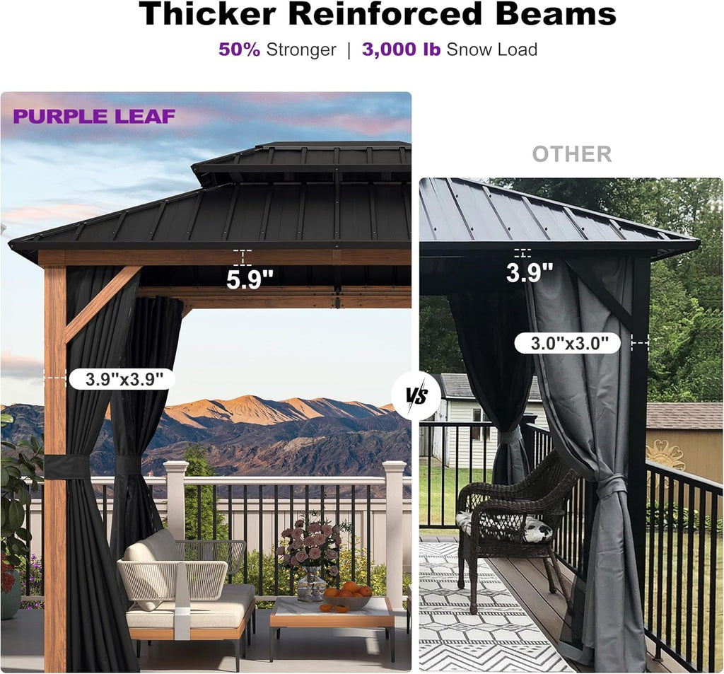 8x10 Weather Resistant Wood Grain Gazebo Aluminum Frame