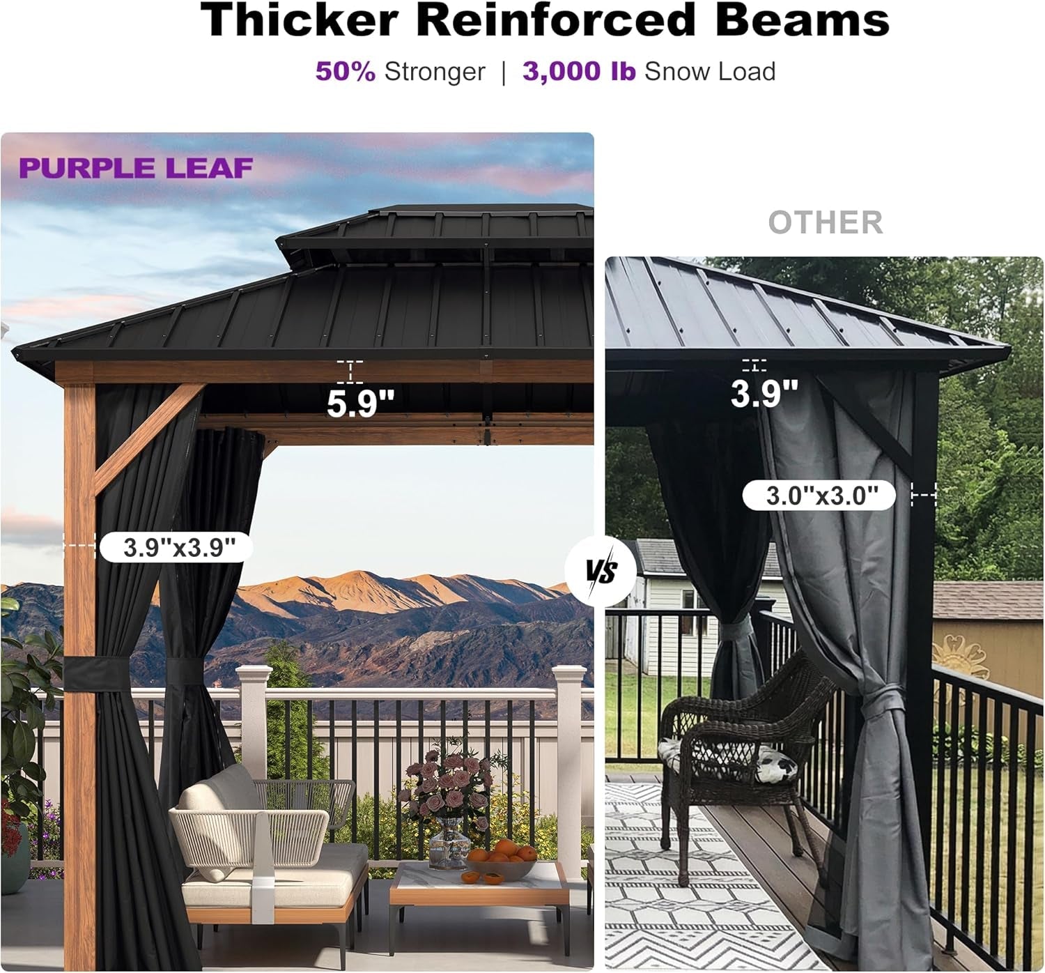 8x10 Weather Resistant Wood Grain Gazebo Aluminum Frame