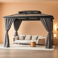 10X12 Ft Aluminum Gazebo Featuring Polycarbonate Roof