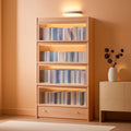 Tall Solid Hardwood Bookcase Tempered Glass LED Illumination