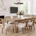 Beige Mid Century Rattan Dining Chairs Upholstered