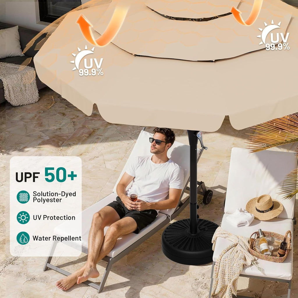 11Ft Vented Weather Resistant Beige Market Umbrella