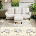 Beige 83Inch Contemporary Sectional Sofa With Ottoman