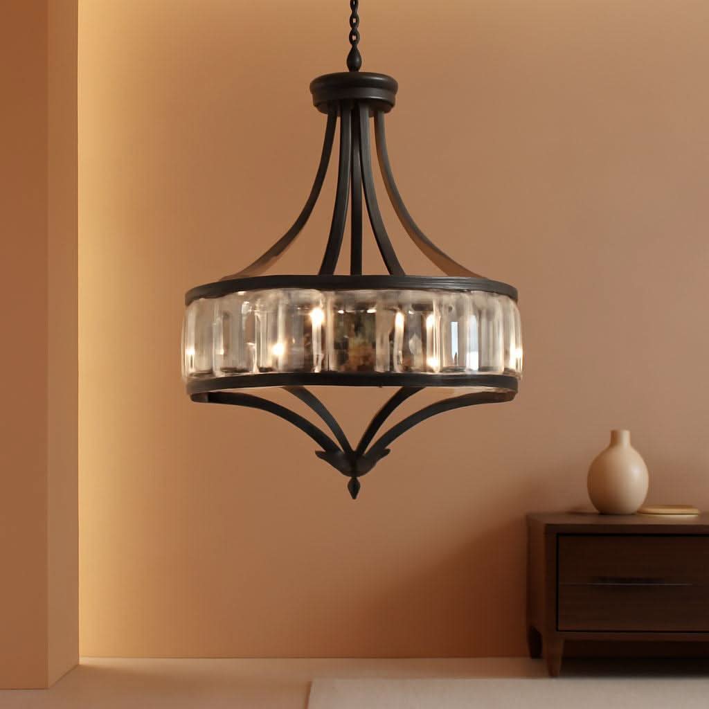 20 Inch Black Crystal Farmhouse Chandelier Pendant