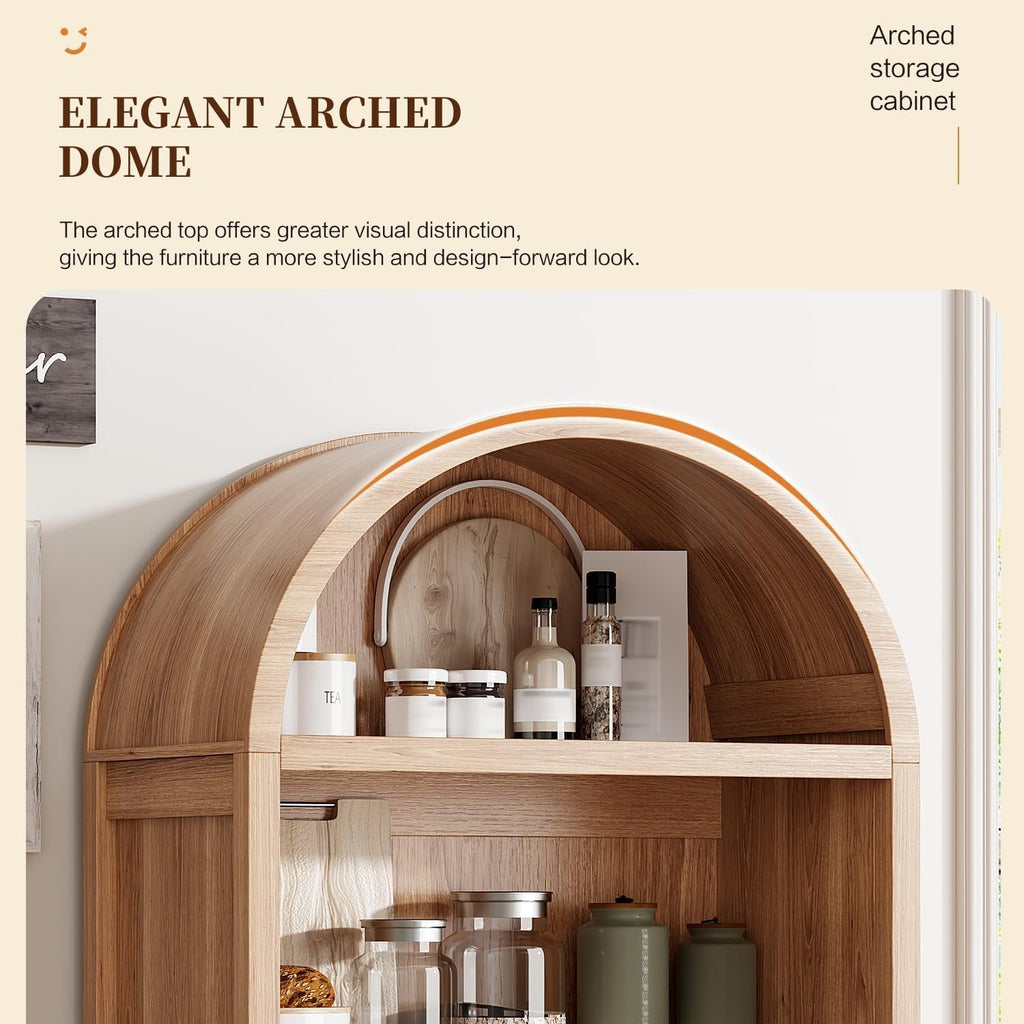 Tall Arched Pantry Cabinet With Adjustable Shelves
