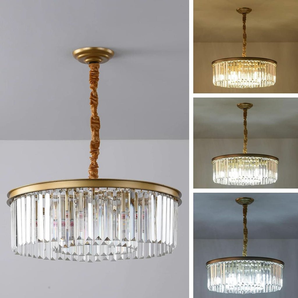 Gold Contemporary Crystal Chandelier Two Tier Fixture