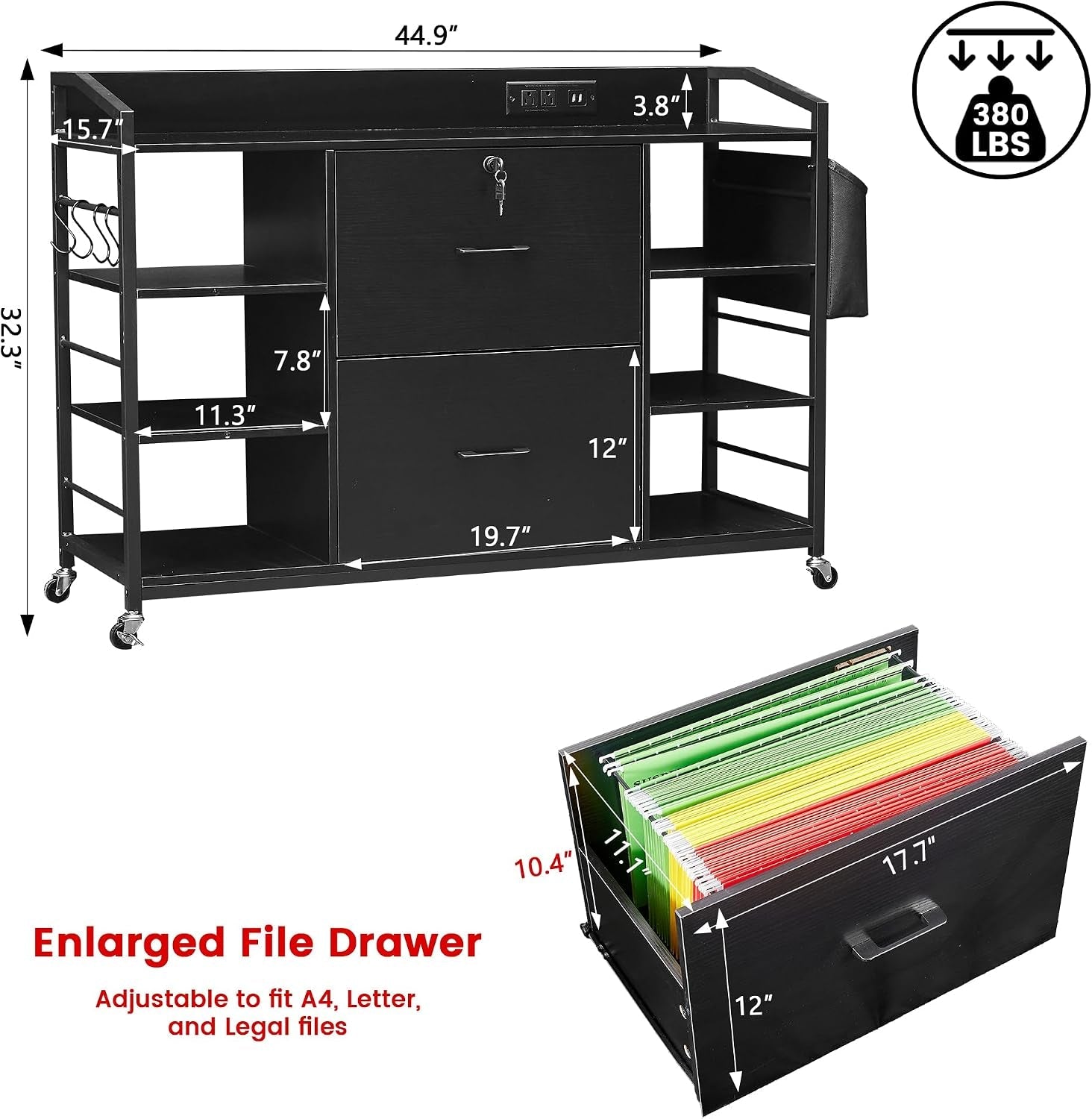 45 Inch Industrial Grade Filing Cabinet With Locking