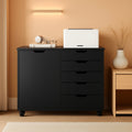 Black Premiumgrade Five Drawer File Cabinet Wheels