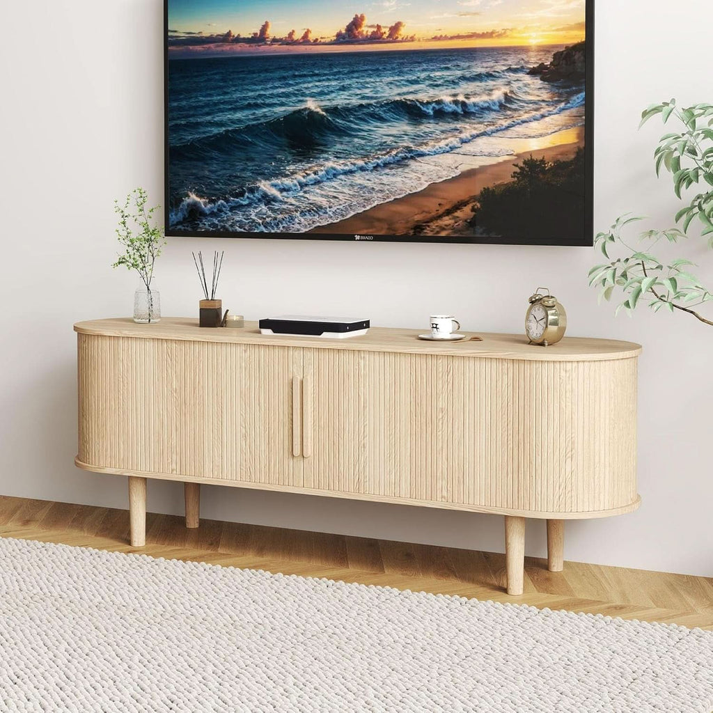 62 Inch TV Stand Entertainment Center With Sliding Door