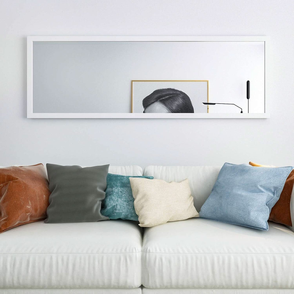 48x16 Inch Over Door Full Length Wall Mounted Mirror White