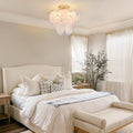 Golden Glass 4-Light Flush Mount Ceiling Chandelier