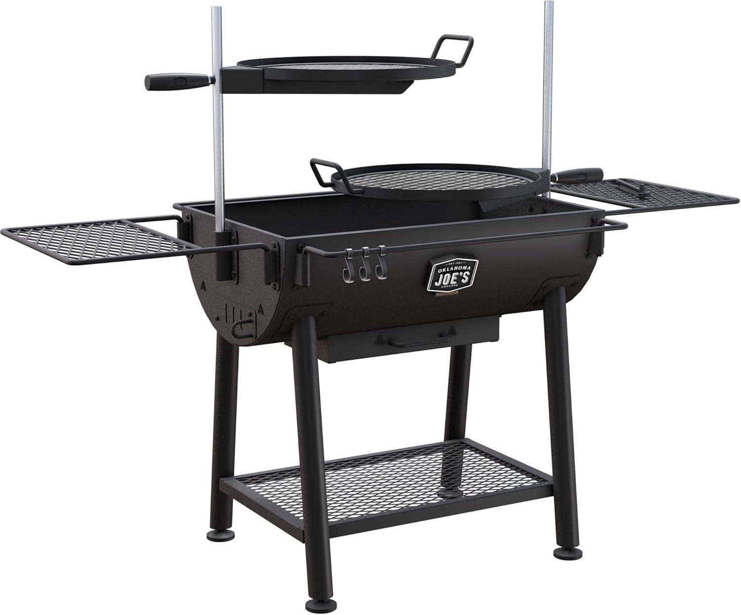 Jet Black Open Fire Barrel Charcoal Grill 480S qIn Cooking Area