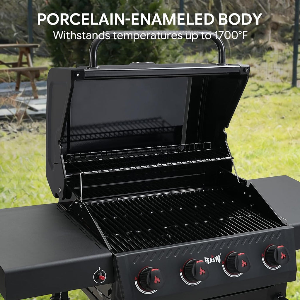 Black Four Burner Propane Outdoor Barbecue Grillmaster