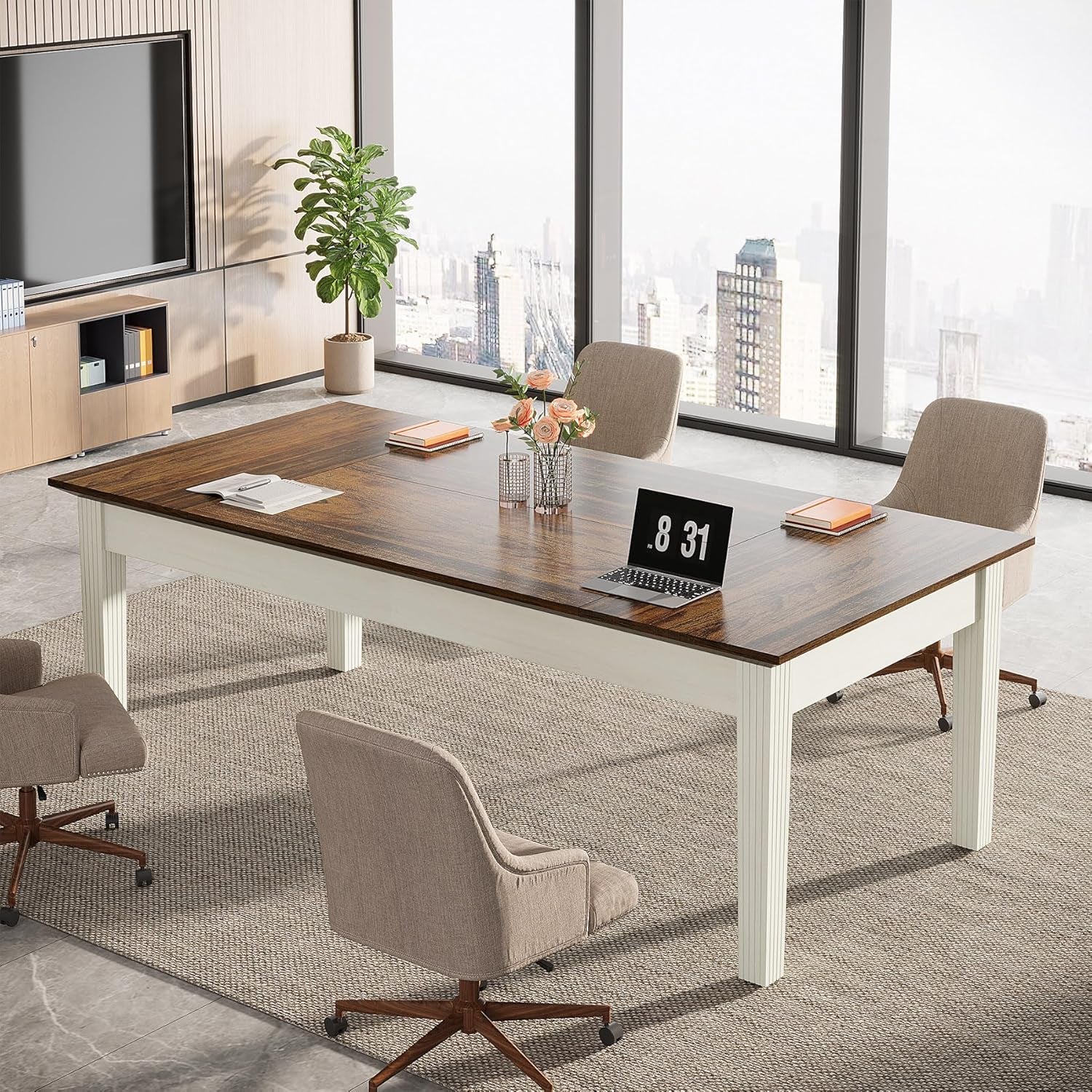 62Inch Computer Desk Work station Solid Wood Construction