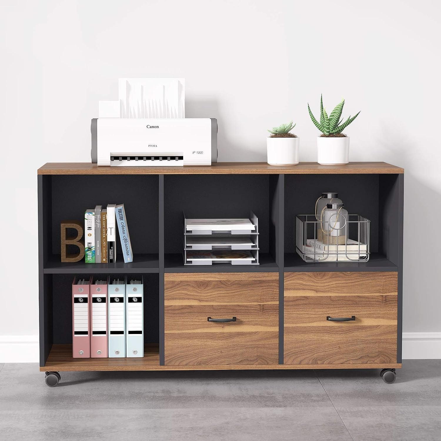 Forty Three Inch Lateral Filing Cabinet With Locking Wheels