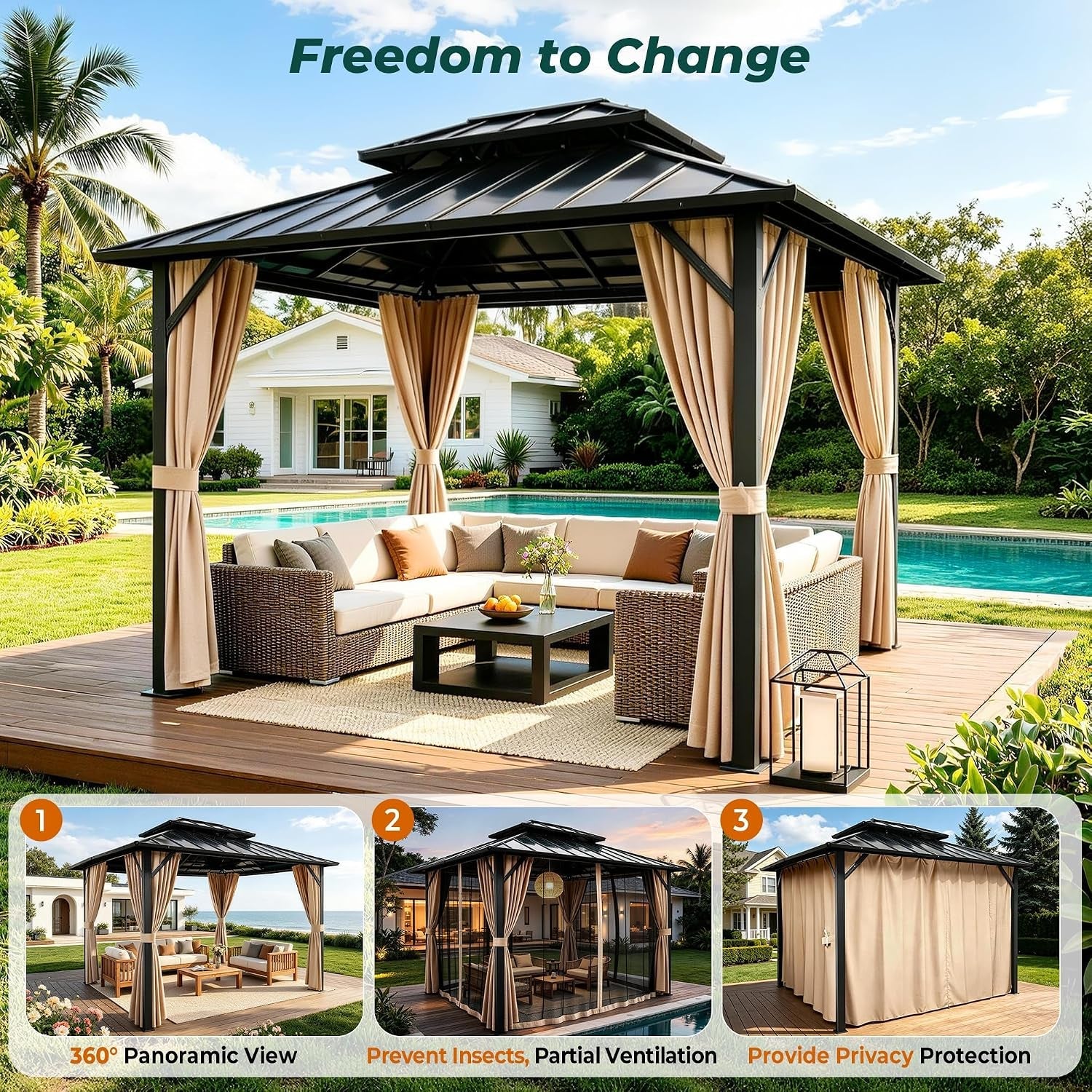 10x10 Feet Hardtop Gazebo Premium Quality Outdoor Patio