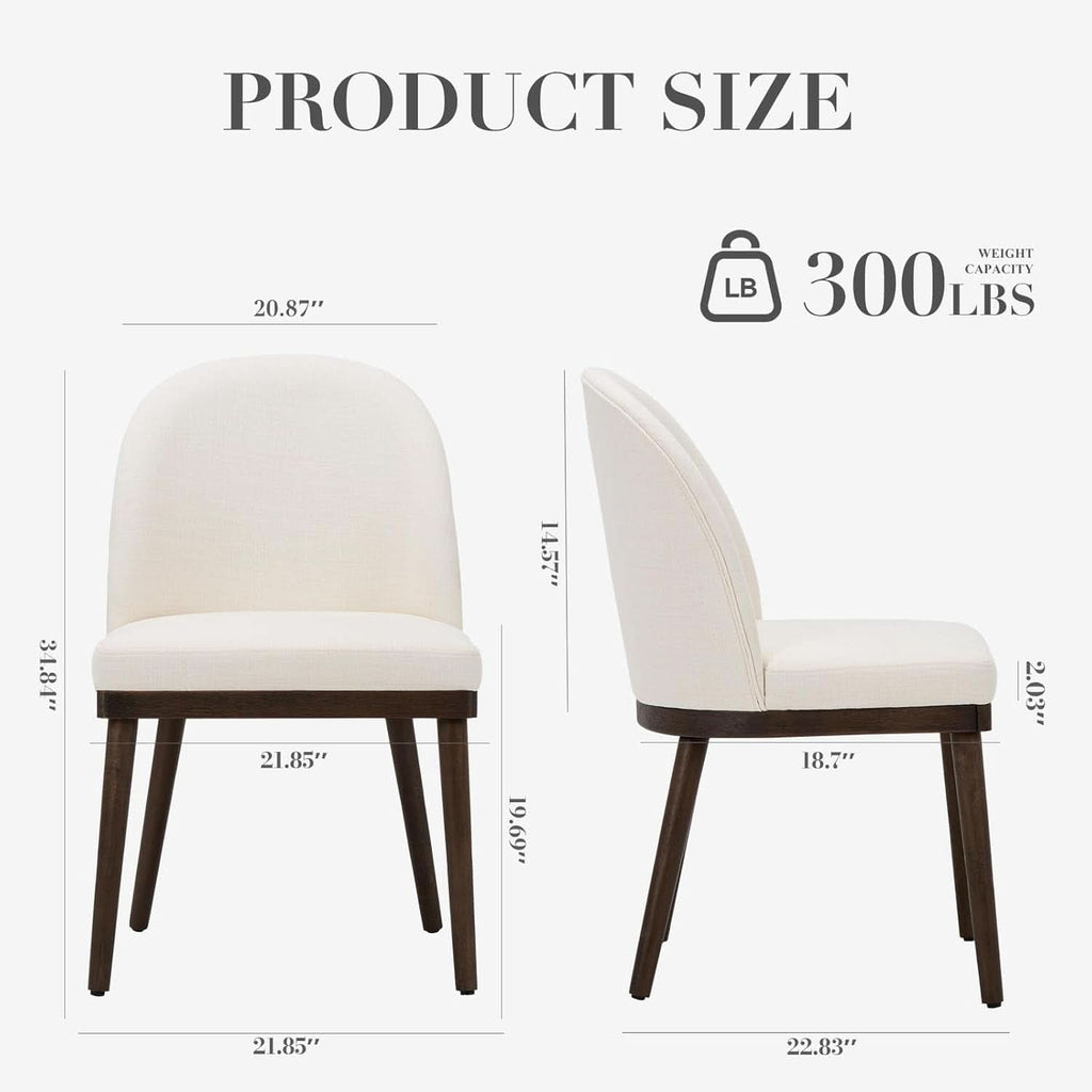 Beige Upholstered Dining Chairs Featuring Wood Frame
