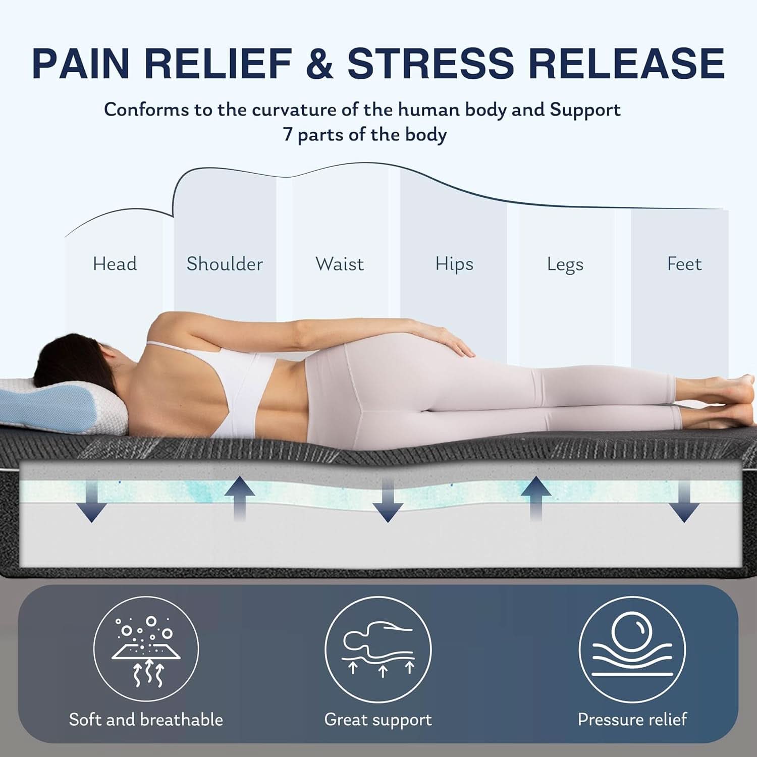 12 Inch Queen Memory Foam Mattress With Cooling Comfort