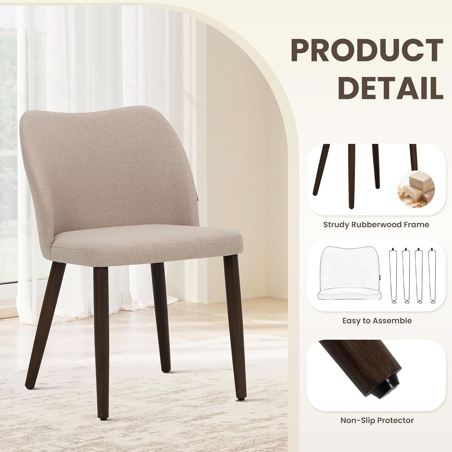Camel Upholstered Dining Chairs Midcentury Modern Set