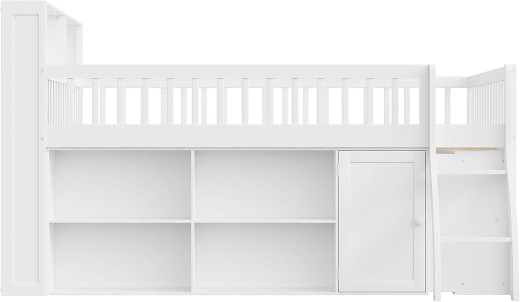 Queen Size Loft Bed Integrated LED Lighting Headboard