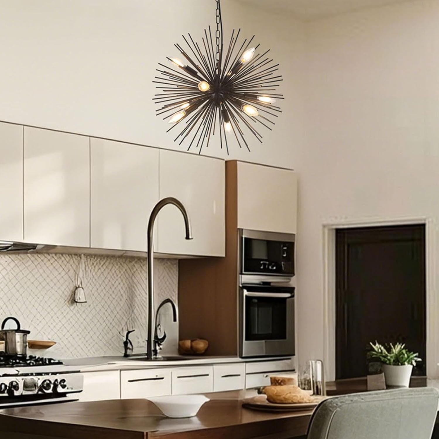 Twenty Inch Black Sputnik Chandelier Luxurious Nine Light