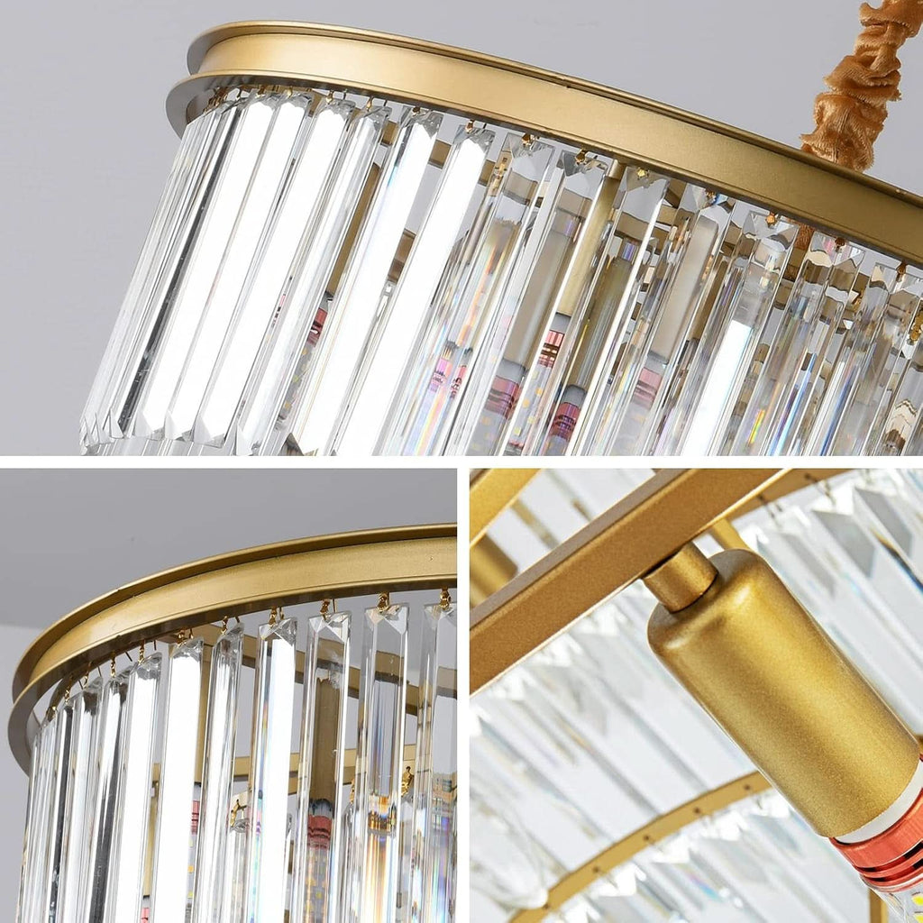 Gold Contemporary Crystal Chandelier Two Tier Fixture