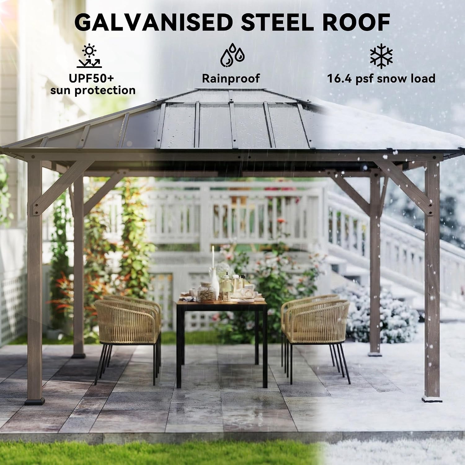 10x12 Hardtop Gazebo With Weather Resistant Roof UPF50