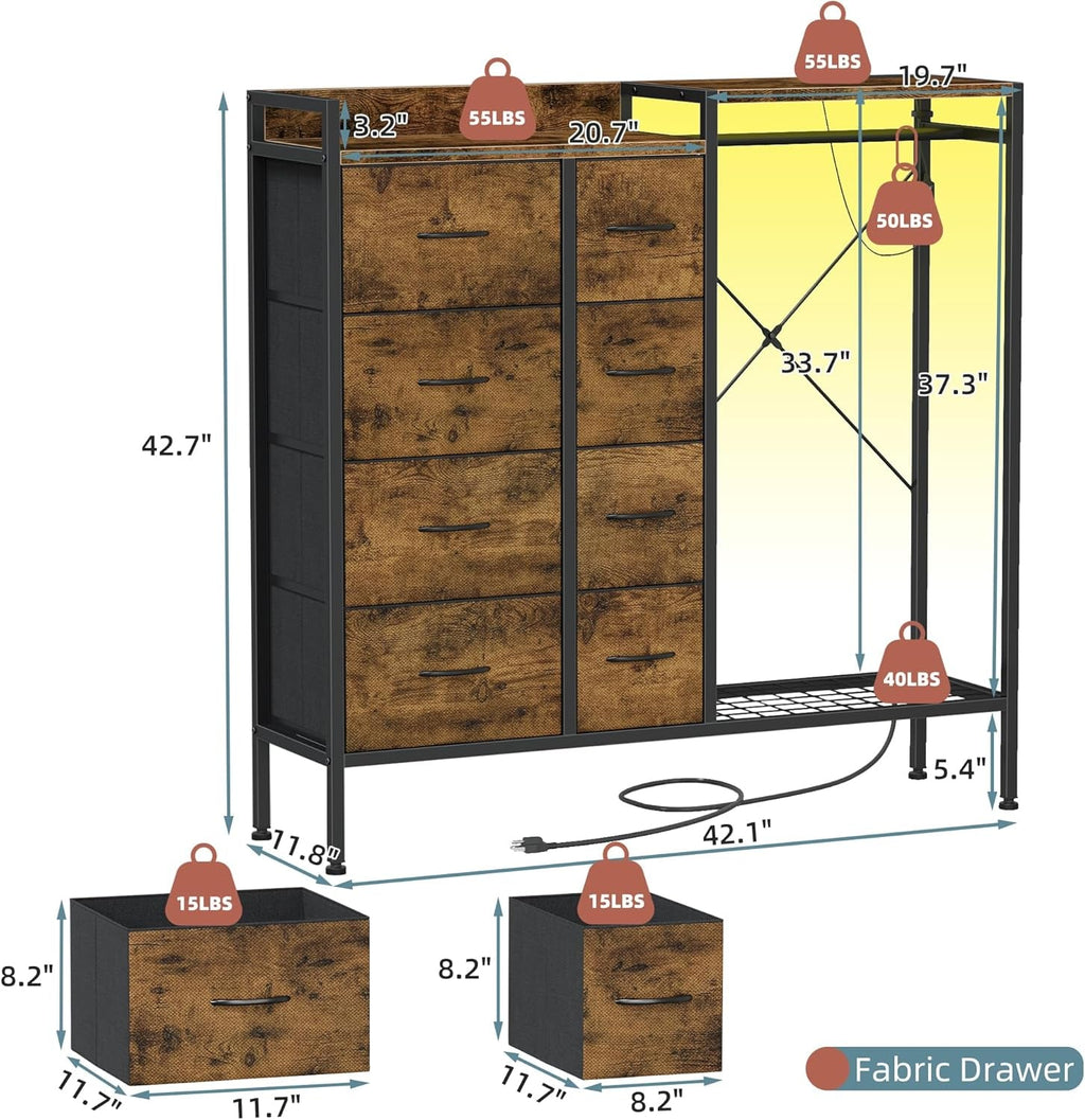 Brown Dresser With Integrated Wireless Charging Station