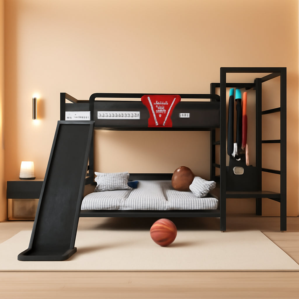 Twin Size Powder Coated Black Industrial Grade Bunk Bed