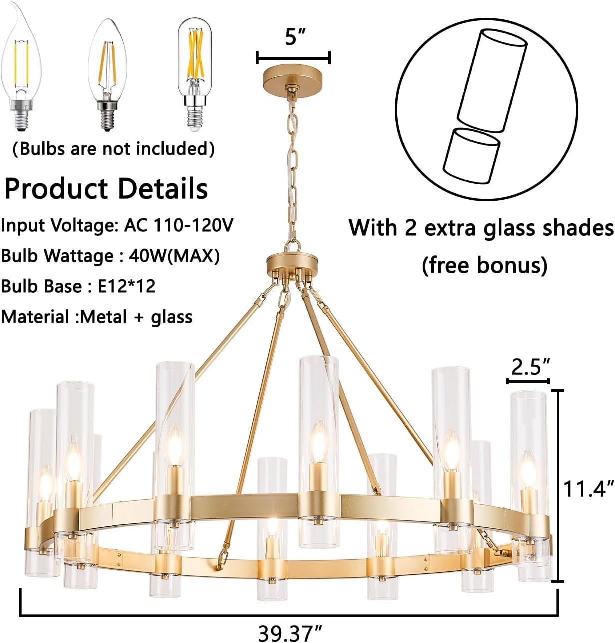 Gold Wagon Wheel Chandelier 12 Light IndustrialGrade