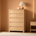 Natural Oakwood Six Drawer Dresser Rounded Corners