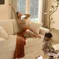 White Eighty Inch Corduroy Upholstered Sofa Cushions