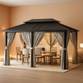 20x12 Hardtop Gazebo Aluminum Frame Outdoor Gray Weatherproof