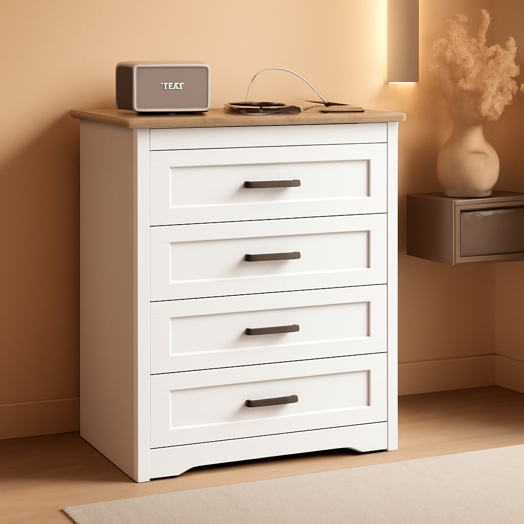 White Dresser With USB Charging Station Elegant Finish