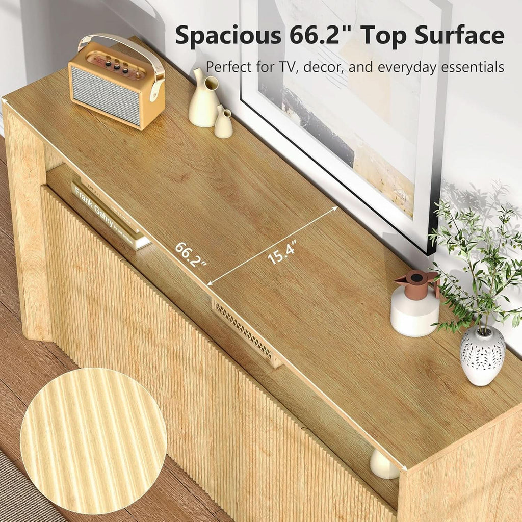 PremiumQuality Oak TV Entertainment Center With LEDs