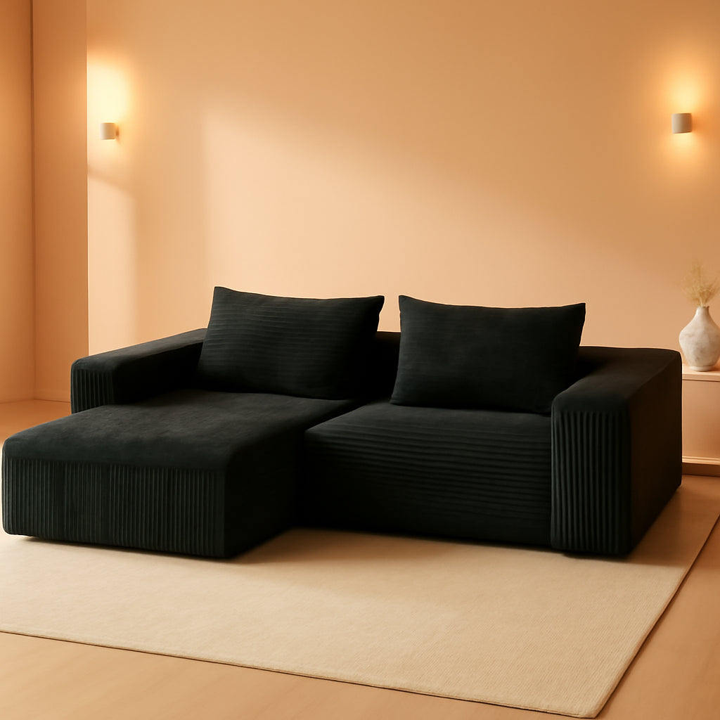 103-Inch Ultra Corduroy Sectional Sofa With Left Chaise